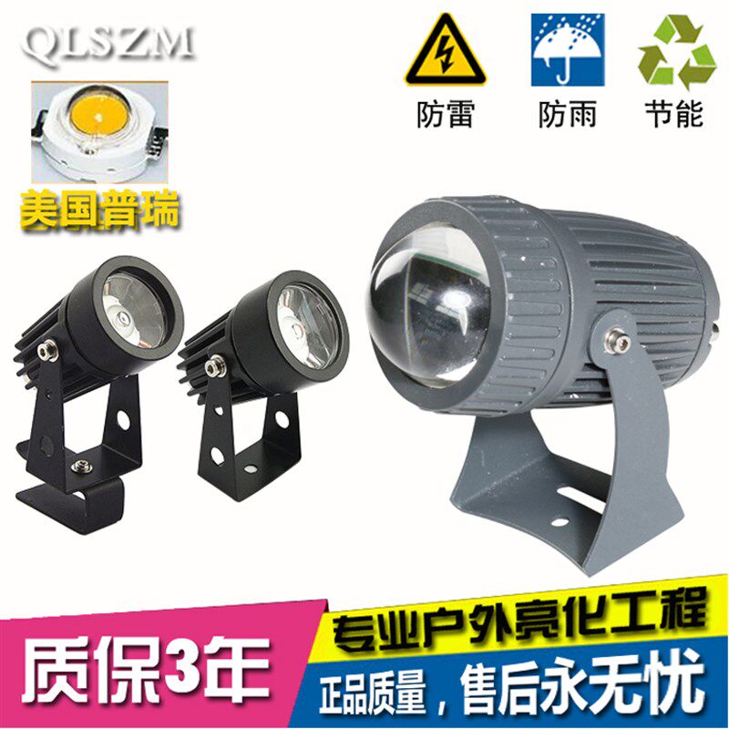 LED投光灯 投射灯 1W3W10W一束光小射灯 瓦楞灯 户外射灯地插草坪