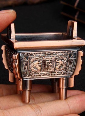 仿铜合金盛鼎摆件盛鼎香炉摆件双龙鼎摆件兽鼎摆件四方鼎供佛家用