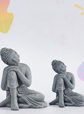 创意微景观造景佛像摆件花卉盆景假山流水佛陀装饰客厅禅意佛摆设