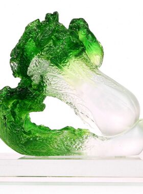 琉璃白菜百财摆件客厅酒柜工艺品摆设中式家居装饰品乔迁新居礼品