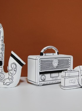 复古怀旧音乐题陶瓷挂画家居样板间客厅桌面书房装饰品