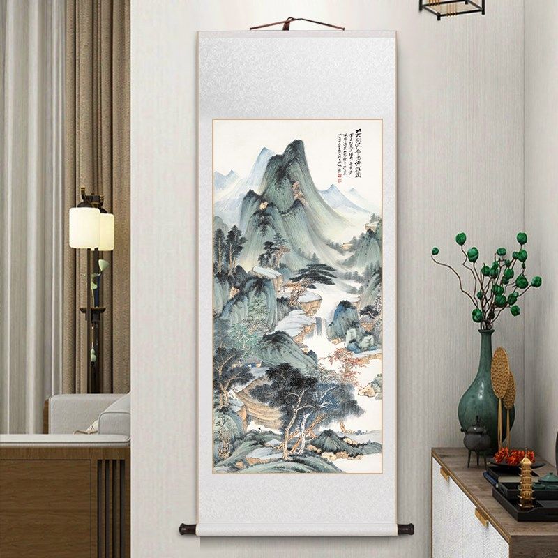 张大千水墨荷卷轴挂画书房茶室玄关国画仿古鸟客厅装饰画,家居饰品,国画,淘宝优惠券,粉丝福利购,淘宝优惠卷