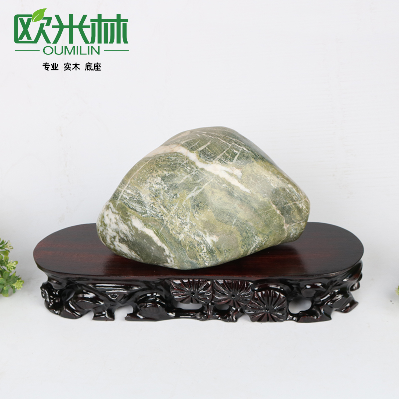 c036细长型石头摆件底托根雕实木奇石底座可挖槽木质窄扁长条形