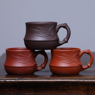紫砂杯子小杯带把防烫口杯 紫砂功夫茶杯单杯 宜兴主人品茗杯茶碗