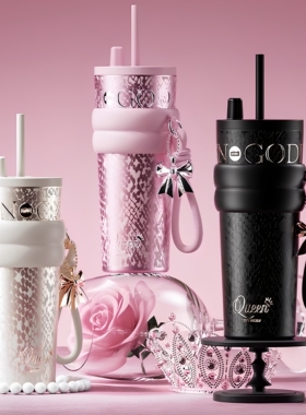 高级感保温杯大容量女生送礼高颜值生日礼物陶瓷内胆保冰吸管杯子