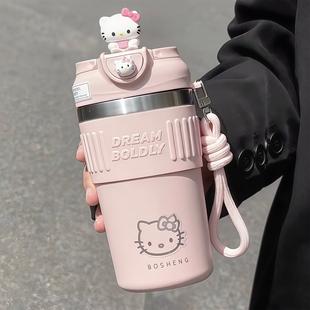 hellokitty可爱咖啡杯2025新款女生保温水杯子学生上学专用吸管杯