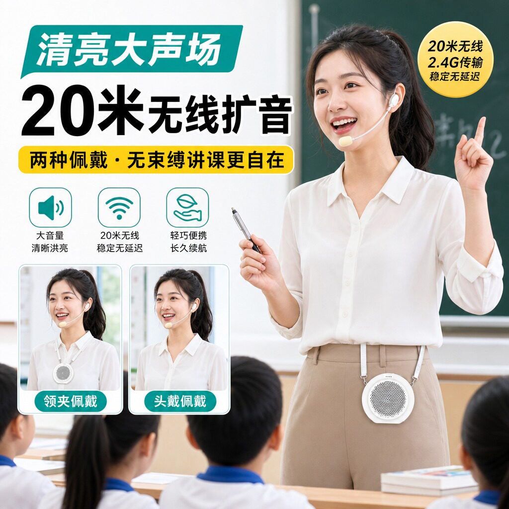 麦拉达MAX13W大功率无线扩音器教学专用头戴式领夹便携20米传输