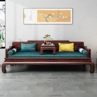 新中式乌金木实木罗汉床高端罗汉榻轻奢禅意美人榻沙发榻炕几组合