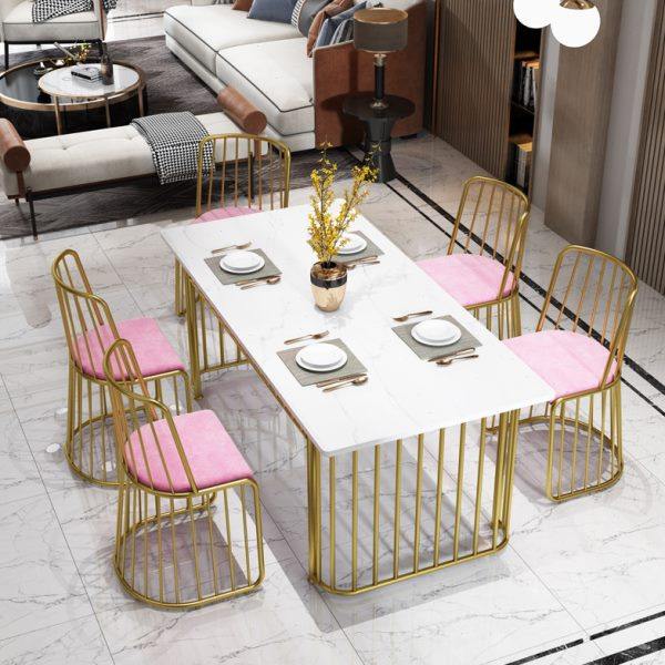 北欧轻奢大理石餐桌组合家用小户型现代简约长方形4人6人饭桌铁艺,住宅家具,大理石餐桌,淘宝优惠券,粉丝福利购,淘宝优惠卷