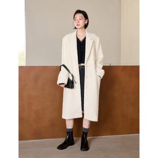 大衣 高Ji老钱宽肩单排扣箱型长款 限时6折 J0907 苏力羊毛混纺