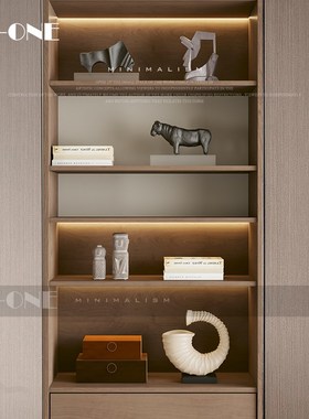 侘寂风样板间开放格艺术花瓶摆设售楼处大堂前台软装饰品陶罐摆件