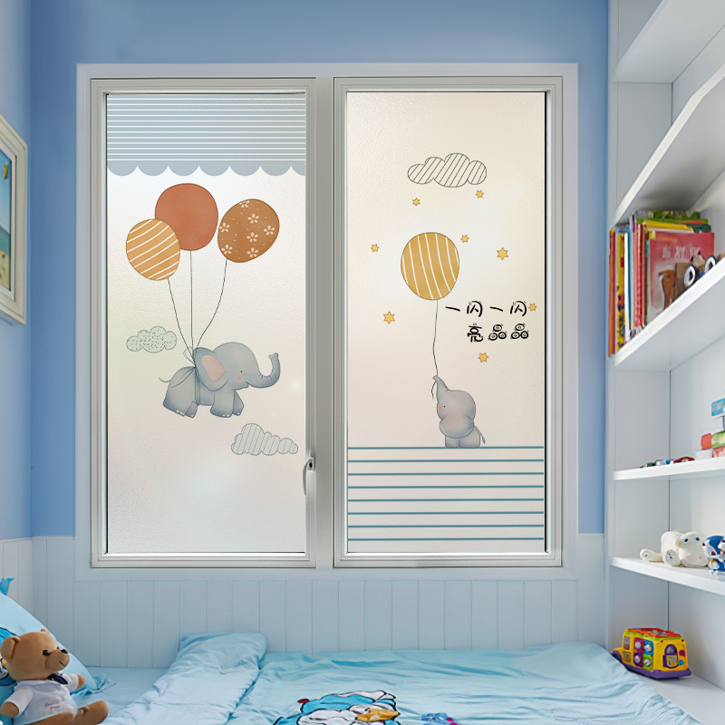 儿童房磨砂窗户贴纸玻璃贴膜防窥防走光透光不透人外面看不见里面