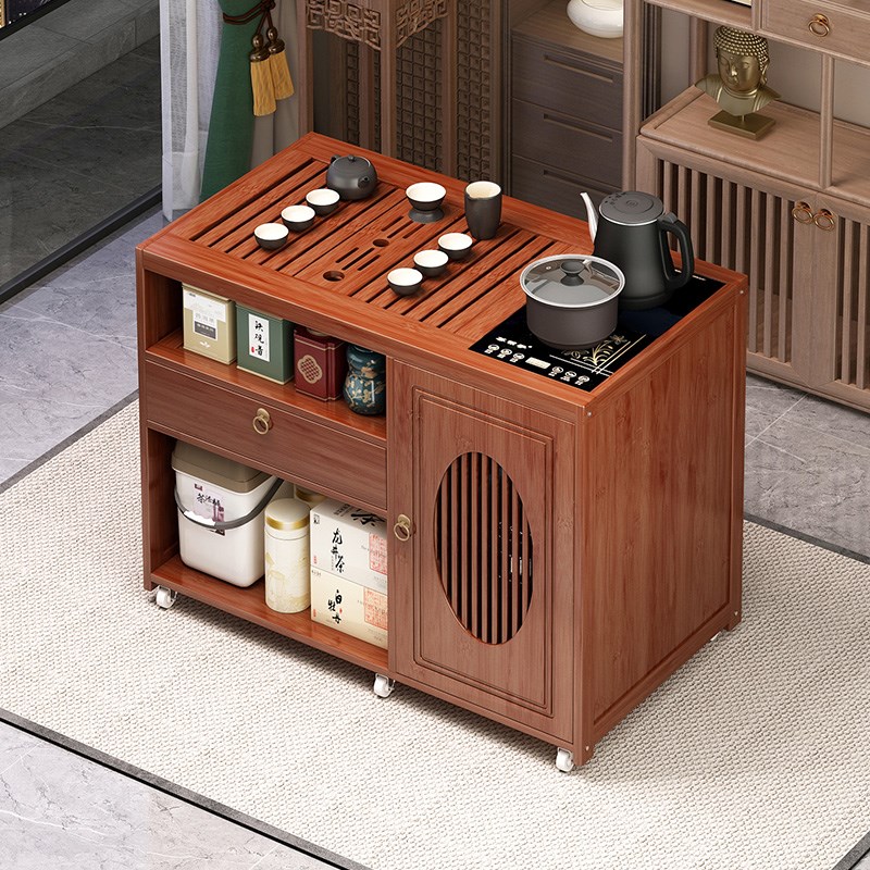 边几可移动茶几客厅侧边柜家用小推车非实木烧水壶一体茶台泡茶桌