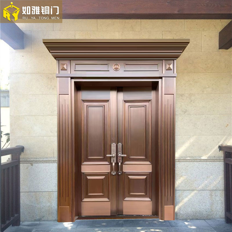 铜门大门别墅入户双开门现代简约防盗门家用铜门农村自建房进户门