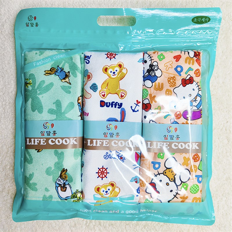 韩国进口 卡通超细纤维毛巾方巾擦手巾洗脸巾小手帕吸水不掉毛2号