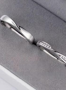 日本品质莫桑石纯银情侣戒指莫比乌斯环一对活男女款闭口对戒求结