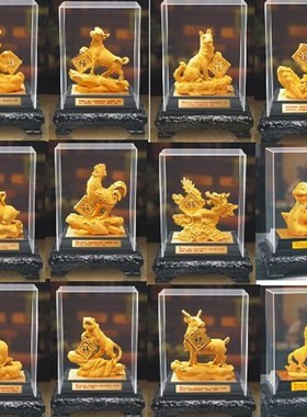 绒沙金12十二生肖鼠牛虎兔龙蛇马羊猴鸡狗猪摆件展销会销礼品工艺