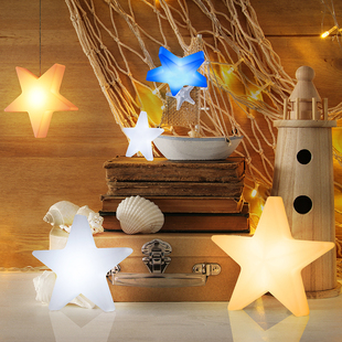 发光五角星灯吊灯酒店餐厅装饰灯玄关走廊小夜灯彩灯防水五角星灯