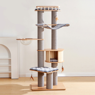 娇娇猫大型木质猫爬架实木猫架子猫窝猫树一体灰色猫咪别墅猫跳台