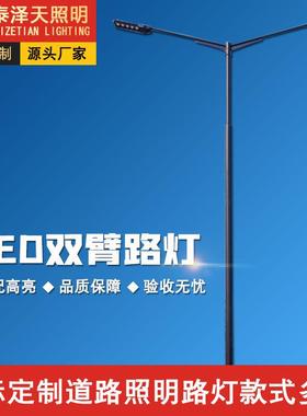 厂家直销市政工程LED道路照明灯10米11米12m单双臂市电双头路灯