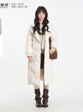 记忆的起点收腰可拆卸帽长款羽绒服外套女2025冬季新款69TD99011