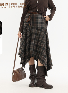 记忆的起点时尚半身裙2026春季新款时尚气质格子短裙女70GC6503D