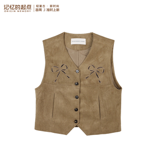 时尚 新款 外穿V领日常马夹上衣女70AC41014 起点马甲2026春季 记忆