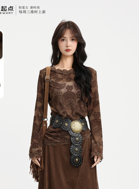 记忆的起点蕾丝打底衫显瘦百搭针织衫内搭2025冬季新款69GD38368