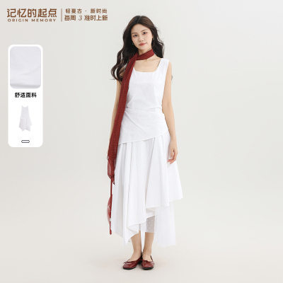 记忆的起点无袖连衣裙2026夏季新款拼接假两件背心裙子70AX87967