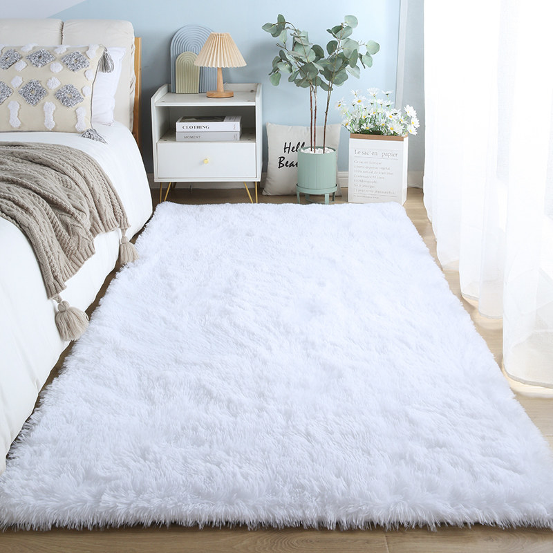 白色毛绒卧室地毯床边加厚地垫床尾家用飘窗毛毯垫子2024秋冬新款,居家布艺,床边毯,淘宝优惠券,粉丝福利购,淘宝优惠卷
