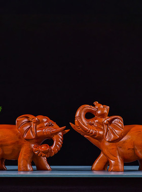 实木大象摆件一对动物客厅装饰品乔迁新居办公室饰品开业礼品