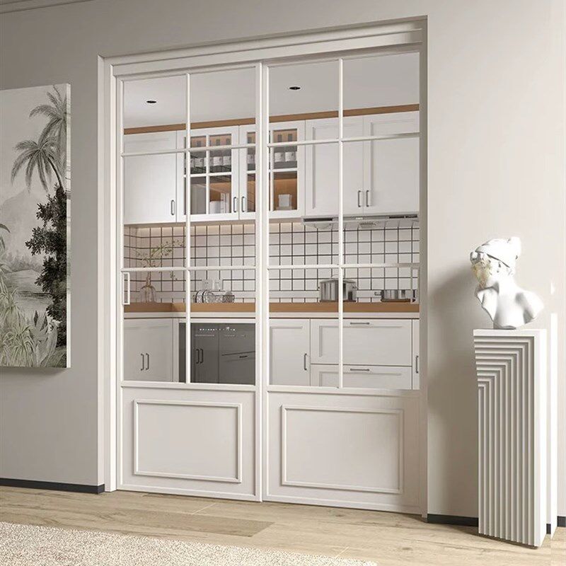 法式复古门连窗卫生间法式门老铁门双方格玻璃门极简圆拱形推拉