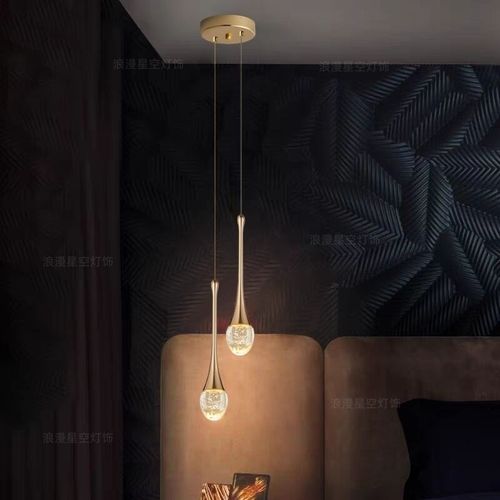 轻奢床头小吊灯餐厅吧台前台过道玄关水晶灯电视背景墙装饰长吊灯