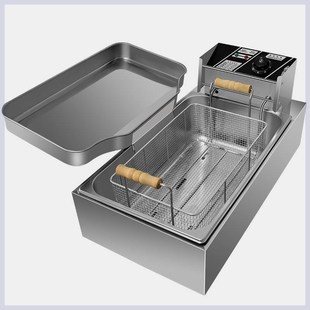 电炸炉配回油盘商用油炸锅单缸油炸锅加长滤油炸油条炸薯条不锈钢