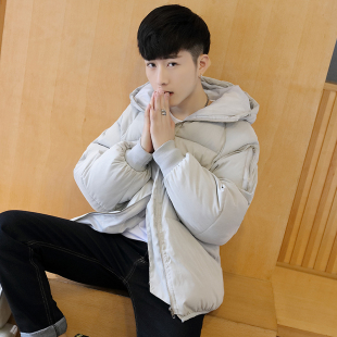 冬天男士连帽短款加厚羽绒棉服男学生白色大码情侣棉衣新款面包服