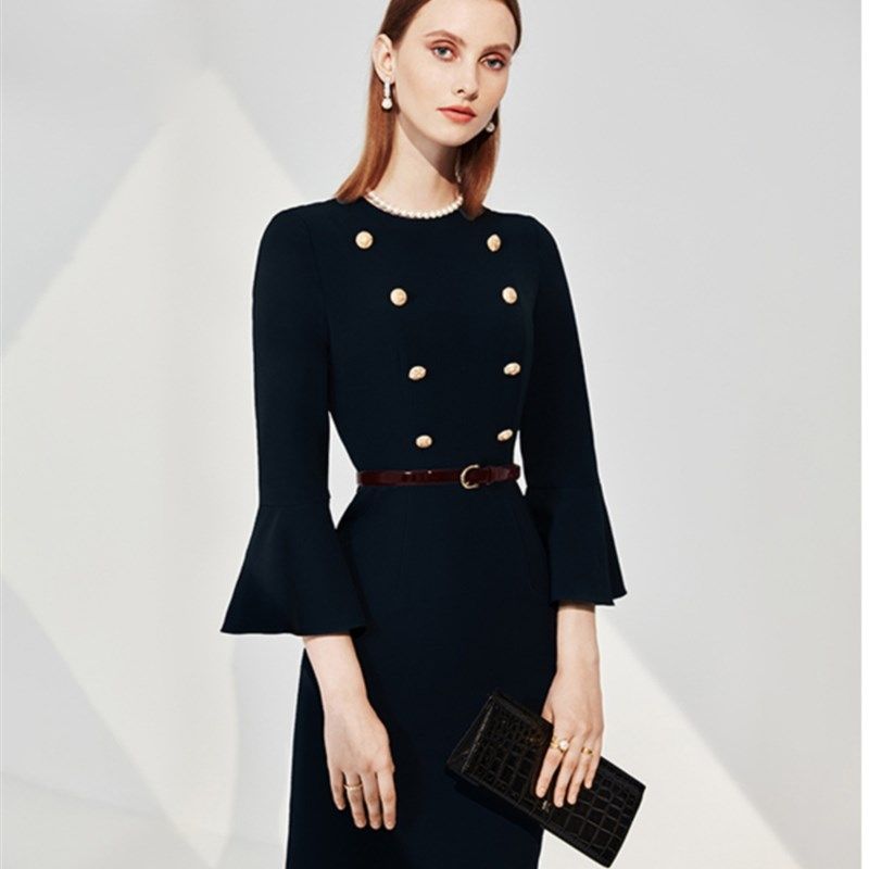 希区高端法式连衣裙女装春气质覆古喇叭袖职业修身裙子修身,女装/女士精品,连衣裙,淘宝优惠券,粉丝福利购,淘宝优惠卷