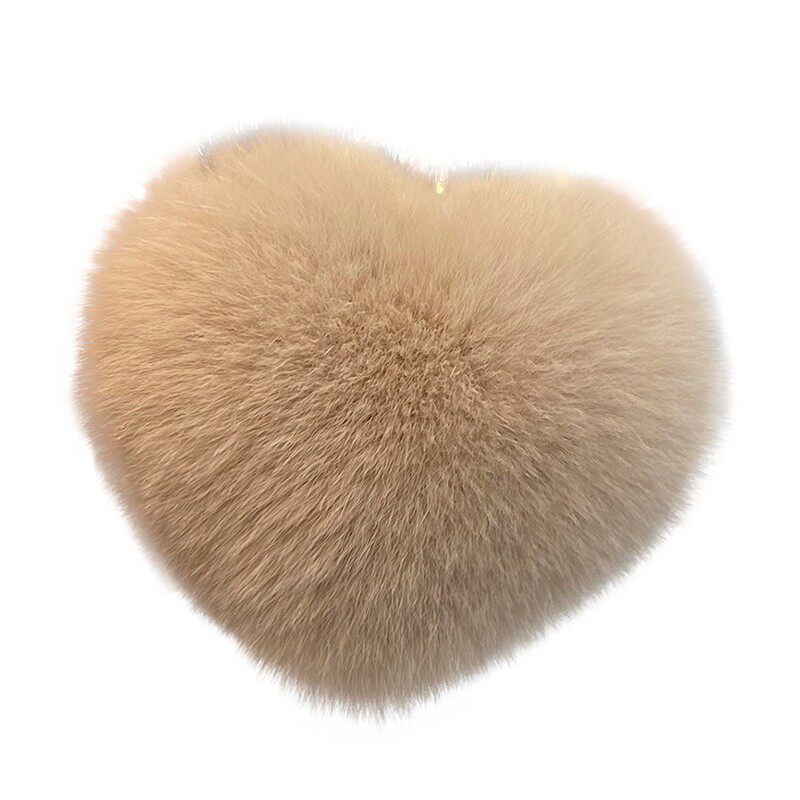 真獭兔毛爱心汽车钥匙扣挂件可爱毛绒毛球包包挂饰心形生日礼物女