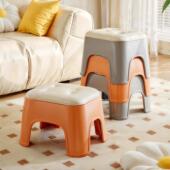 小凳子家用加厚软包塑料矮凳入户门口换鞋 凳结实耐用可叠放方板凳