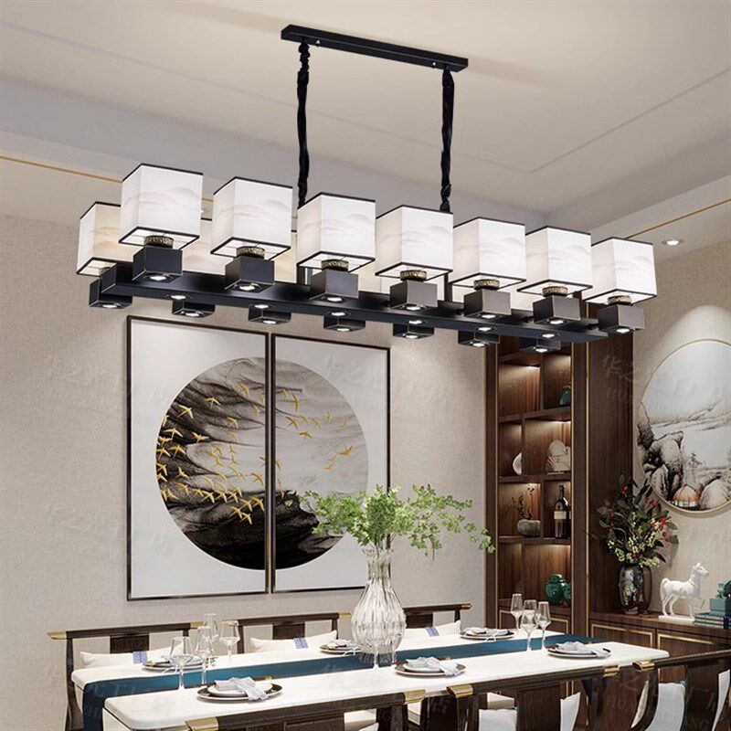 设计师水晶吊灯长方形排状会议茶室餐厅灯带射灯酒店前台接待吊灯