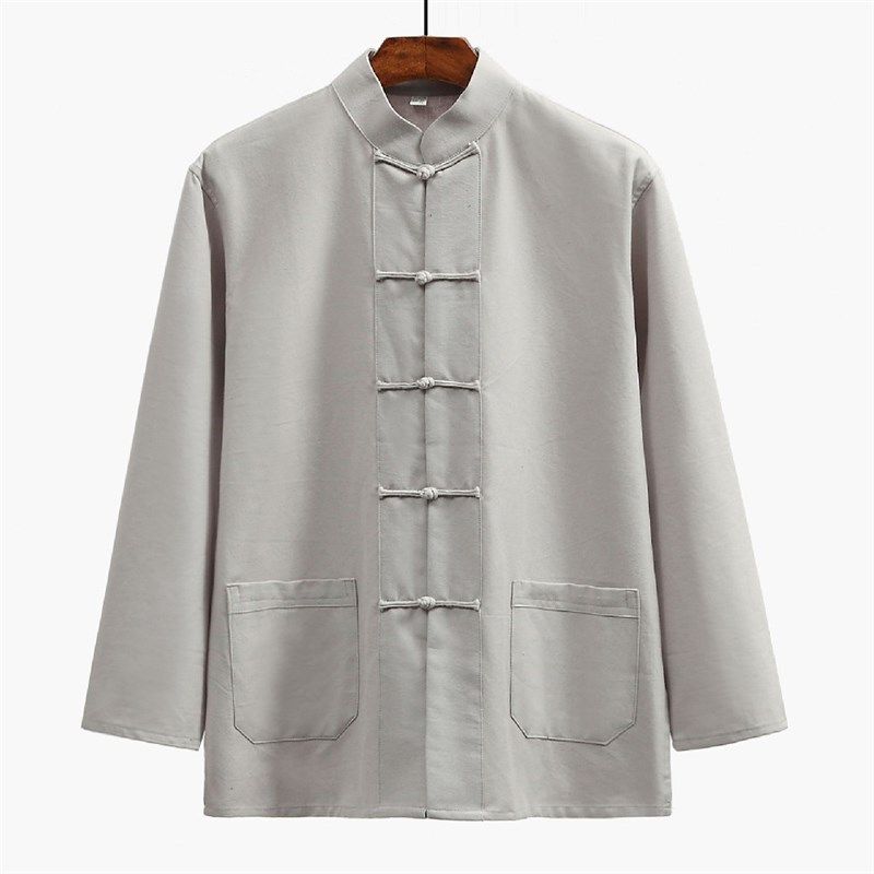 祥瑞唐春秋款纯棉老粗布唐装长袖男中式中年衬衣功夫打底衫居士服,男装,唐装,淘宝优惠券,粉丝福利购,淘宝优惠卷