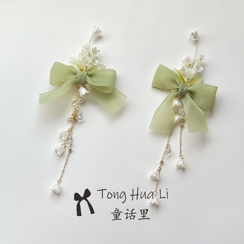 国风lolita汉服女款头饰唯美流苏铃兰小女生发夹森系仙美儿童配饰