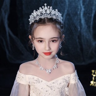 新款公主皇冠儿童高级感黄冠头饰主持人礼服配饰生日王冠演出发饰