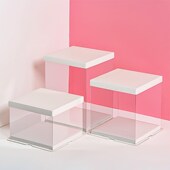 全透明生日蛋糕盒子6六8八10十12寸单双层加高手提方形包装 盒定制