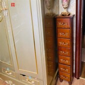 全实木斗柜窄缝收纳储物柜子小户型迷你床头柜窄柜边柜美式 七斗橱