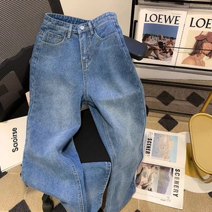 复古蓝水洗牛仔裤男款2026春秋新款美式潮牌高街宽松直筒休闲裤子