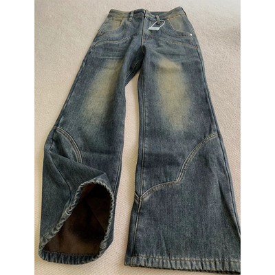 美式复古加绒牛仔裤男秋冬设计感