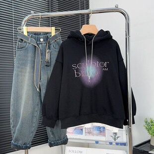 布芮欧童装男童黑色加绒卫衣冬款中大童一体绒帽衫儿童上衣63063