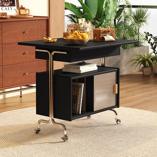 红晟中古风实木可移动收纳柜角几小推车客厅家用复古茶几沙发边柜