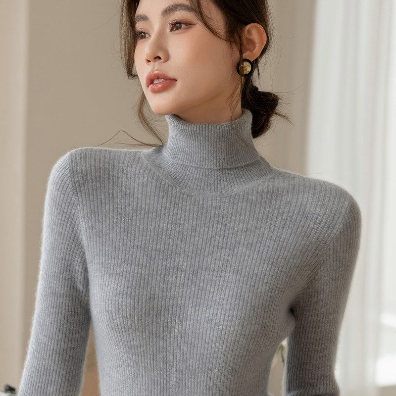 高领毛衣女款2024新款冬季加厚保暖内搭打底衫紧身洋气针织衫上衣