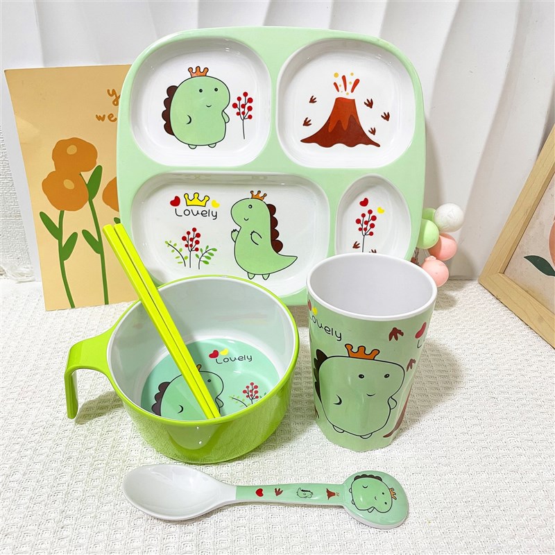 卡通男女宝宝餐盘儿童碗家用分格餐盘防摔防烫吃饭专用碗勺子筷子